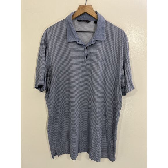 Travis Mathew Striped Golf Polo Shirt 2XL Performance Dad Preppy Normcore 90s - Picture 1 of 13